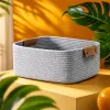 Grey woven storage basket, large-capacity household storage basket, living room and bedroom organizing basket Specification image